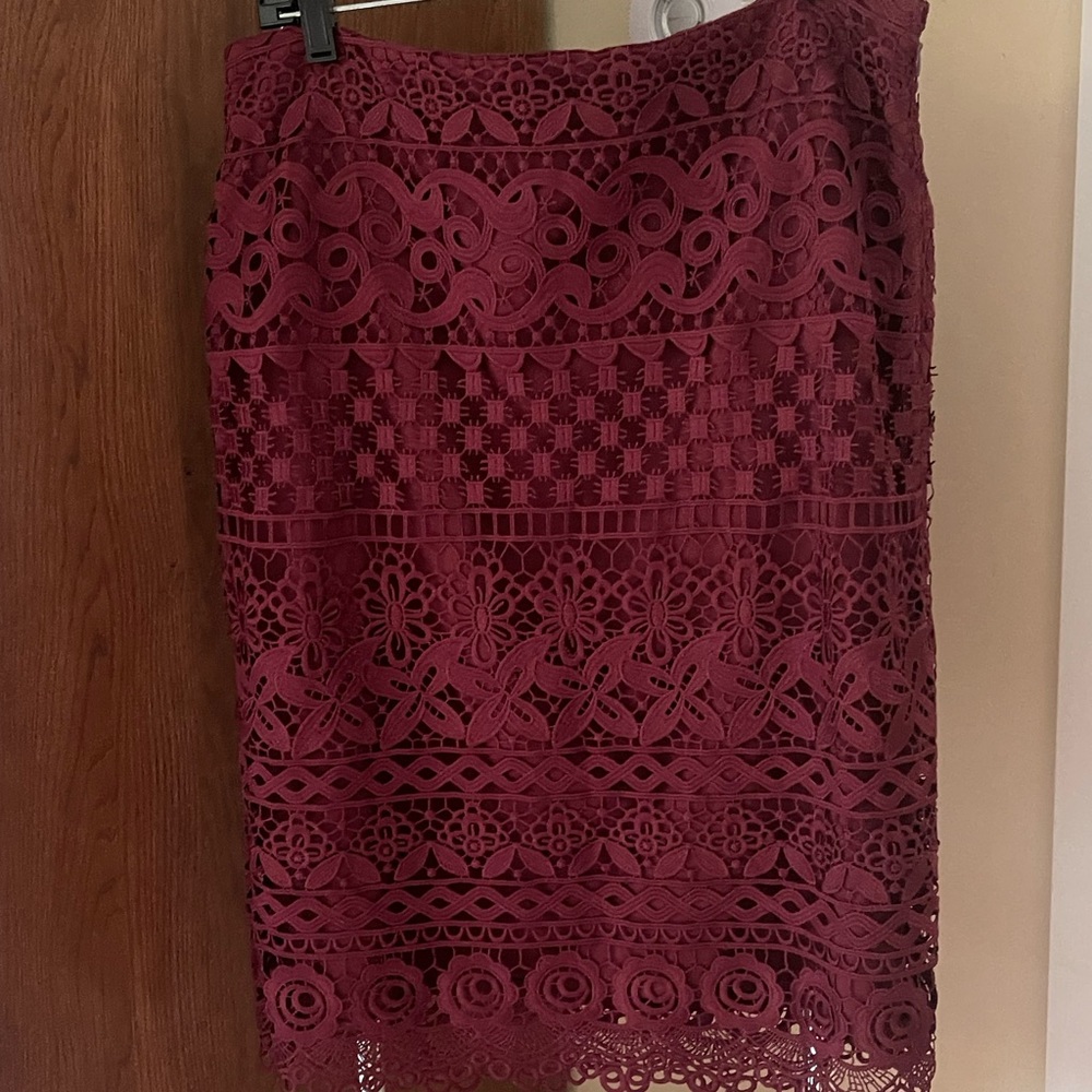 Ann Taylor LOFT Cranberry Eyelet Skirt